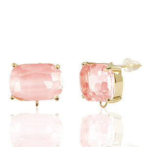 Ohrringe / Ohrstecker aus Glas mit &Ouml;se Rectangle Peach-gold