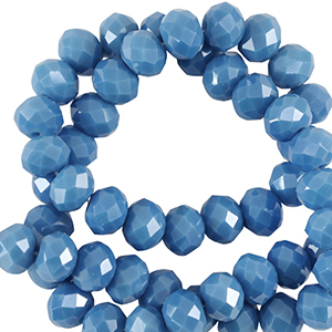 Facetten Top Glas Perlen 6x4mm Rondellen Seaport blue-pearl shine coating