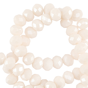 Facetten Top Glas Perlen 4x3mm Rondellen Vanilla white-pearl shine coating