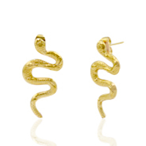 Stainless Steel - Rostfrei Stahl Ohrringe/Ohrstecker Snake Gold