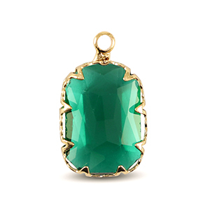 Anh&auml;nger aus Kristallglas Rectangle Classic green-gold
