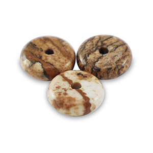Rondell Natursteinperlen Dalmatiner Jaspis 6mm Desert brown