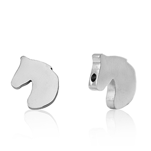 Perlen aus Stainless Steel - Rostfreiem Stahl Pferd Silver