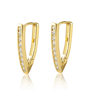 TQ Metall Brass Ohrringe Creolen Zirkonia Gold