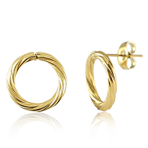 Stainless Steel - Rostfrei Stahl Ohrringe 14mm Gold