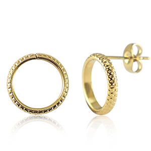 Stainless Steel - Rostfrei Stahl Ohrringe 14mm Gold