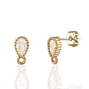 Ohrringe / Ohrstecker aus Glas mit &Ouml;se  Drop Crystal-gold