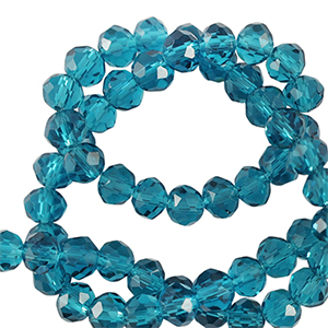 Facetten Top Glas Perlen 3x2mm Rondellen Teal blue