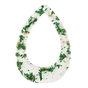 Anh&auml;nger aus Resin mit getrockneter Blume Drop Green-gold