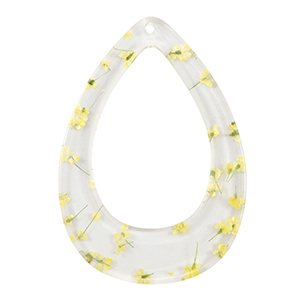 Anh&auml;nger aus Resin mit getrockneter Blume Drop Yellow
