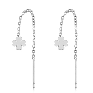 Stainless Steel - Rostfrei Stahl Ohrringe Clover Silver