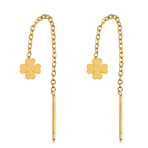 Stainless Steel - Rostfrei Stahl Ohrringe Clover Gold