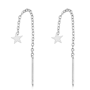 Stainless Steel - Rostfrei Stahl Ohrringe Star Silver