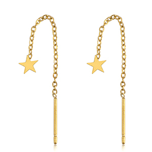 Stainless Steel - Rostfrei Stahl Ohrringe Star Gold