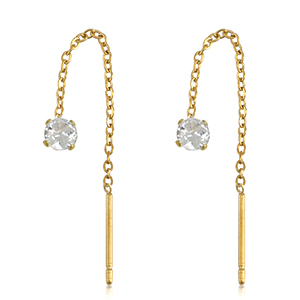 Stainless Steel - Rostfrei Stahl Ohrringe Zirconia Gold