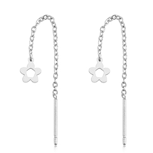 Stainless Steel - Rostfrei Stahl Ohrringe Flower Silver