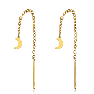 Stainless Steel - Rostfrei Stahl Ohrringe Moon Gold