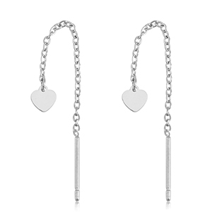 Stainless Steel - Rostfrei Stahl Ohrringe Heart Silver