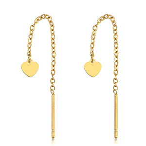 Stainless Steel - Rostfrei Stahl Ohrringe Heart Gold
