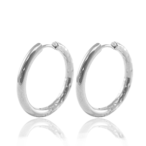 Stainless Steel - Rostfrei Stahl Ohrringe Creolen reversible 23mm Silver