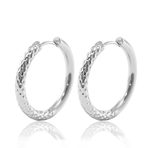 Stainless Steel - Rostfrei Stahl Ohrringe Creolen reversible 23mm Silver