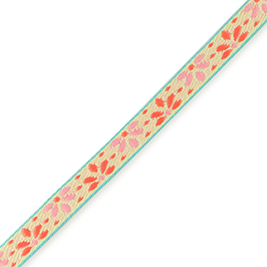 Schmucktextband Blume Light green-paisley purple