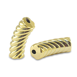 Acrylperlen Tubes twisted Gold