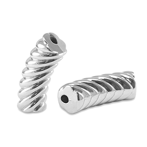 Acrylperlen Tubes Twisted Silver