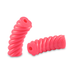 Acrylperlen Tubes Twisted Neon coral red