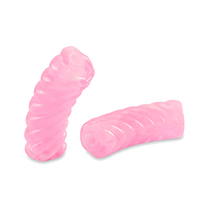 Acrylperlen Tubes Twisted Transparent pink