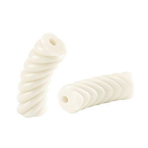 Acrylperlen Tubes Twisted Off white