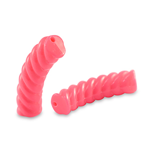 Acrylperlen Tubes Twisted Neon coral red
