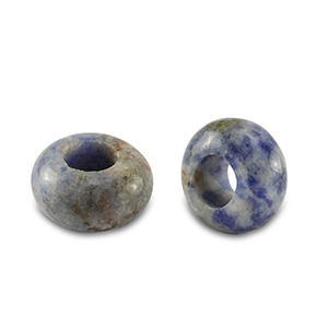 Rondell Natursteinperlen Sodalith und Mikrokline 14mm Blue-white