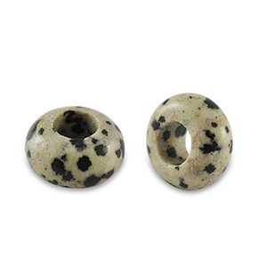 Rondell Natursteinperlen Dalmatiner 14mm Greige