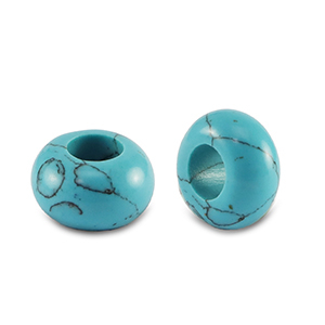 Rondell Natursteinperlen 14mm Turquoise blue
