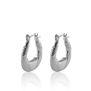 Stainless Steel - Rostfrei Stahl Ohrringe Creolen Oval Silver