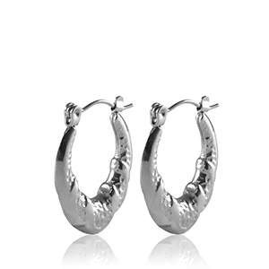 Stainless Steel - Rostfrei Stahl Ohrringe Creolen Oval Silver