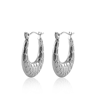 Stainless Steel - Rostfrei Stahl Ohrringe Creolen Oval Silver