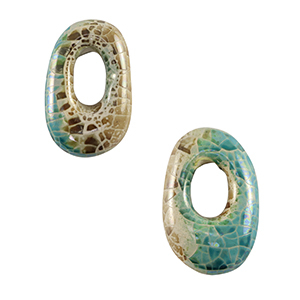 Perlen Griechische Keramik DQ Oval Mosaik Ocean wave green-brown