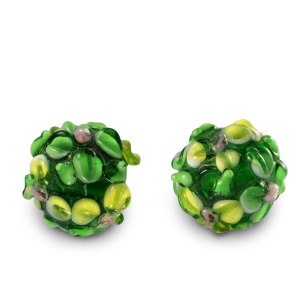 Handbemalt Glasperlen Flower Green-yellow