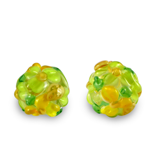 Handbemalt Glasperlen Flower Transparent-lime green orange