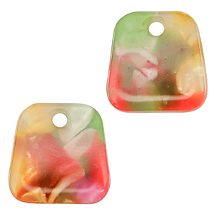 Anh&auml;nger aus Resin Trapezium Multicolor pink-green