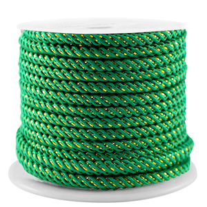 Trendy Kordel 3mm Emerald green-gold