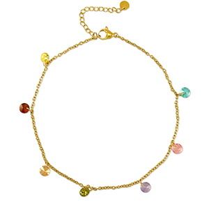 Stainless Steel - Rostfrei Stahl Fussketten Stone Gold-multicolour