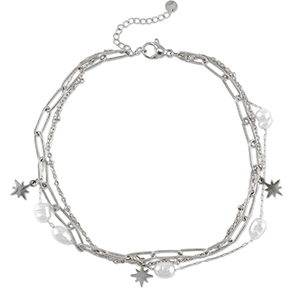 Stainless Steel - Rostfrei Stahl Fussketten Pearl Silver-white