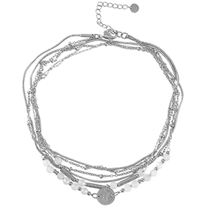 Stainless Steel - Rostfrei Stahl Fussketten Stone Silver-white