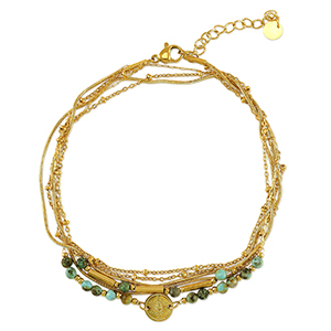 Stainless Steel - Rostfrei Stahl Fussketten Stone Gold-green
