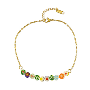 Stainless Steel - Rostfrei Stahl Armb&auml;nder Millefiori Gold-multicolour