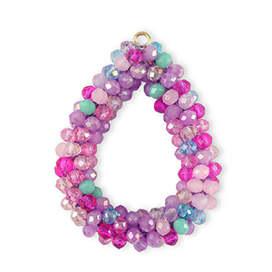 Facetten Perlen Anh&auml;nger Drop Multicolour purple-magenta