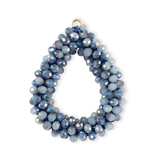 Facetten Perlen Anh&auml;nger Drop Seaport blue